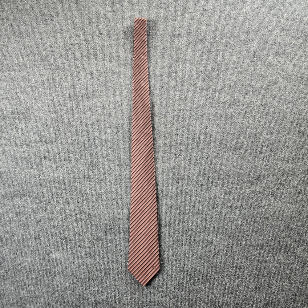 Burberry 100 %Silk Neck tie Mens OS Rose Gold Striped Knight Italy (T2)
